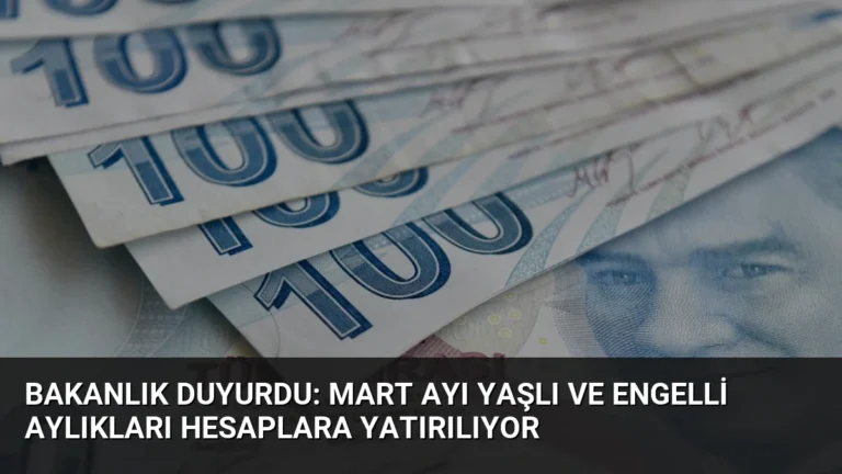 Bakanlık duyurdu: Mart ayı yaşlı ve engelli aylıkları hesaplara yatırılıyor