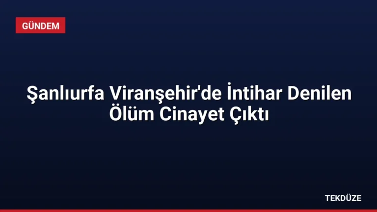 Şanlıurfa Viranşehir’de İntihar Denilen Ölüm Cinayet Çıktı