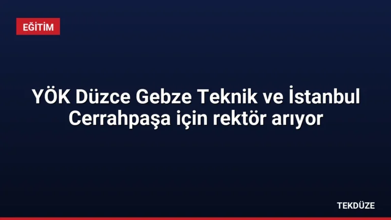 YÖK Düzce Gebze Teknik ve İstanbul Cerrahpaşa için rektör arıyor