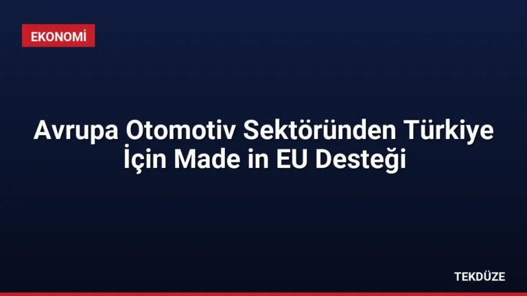 Avrupa Otomotiv Sektöründen Türkiye İçin Made in EU Desteği