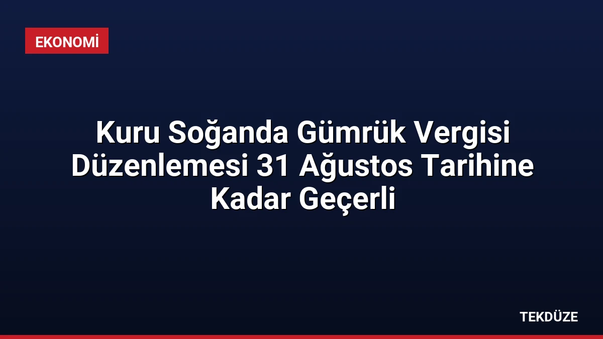 Kuru Soğanda Gümrük Vergisi Düzenlemesi 31 Ağustos Tarihine Kadar Geçerli