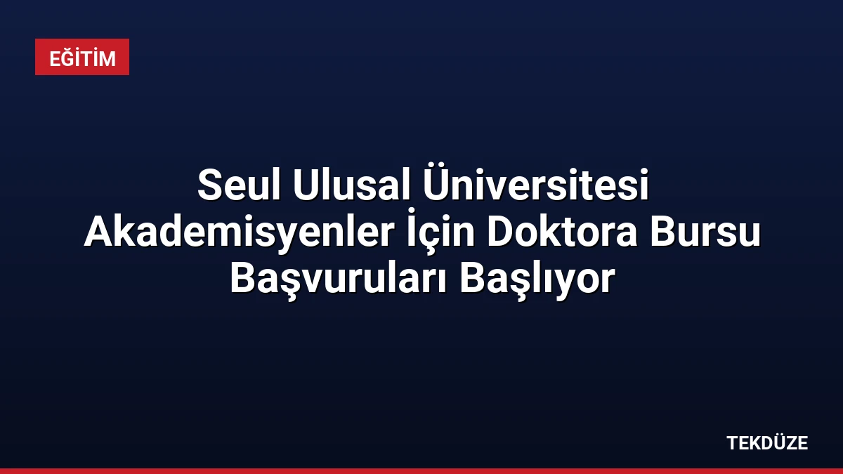 Seul Ulusal Üniversitesi Akademisyenler İçin Doktora Bursu Başvuruları Başlıyor