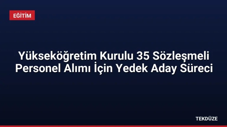 Yükseköğretim Kurulu 35 Sözleşmeli Personel Alımı İçin Yedek Aday Süreci