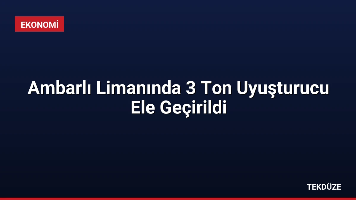 Ambarlı Limanında 3 Ton Uyuşturucu Ele Geçirildi