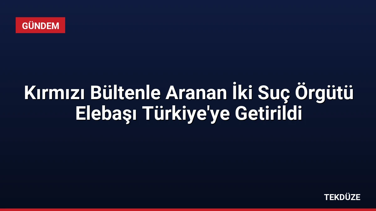 Kırmızı Bültenle Aranan İki Suç Örgütü Elebaşı Türkiye’ye Getirildi