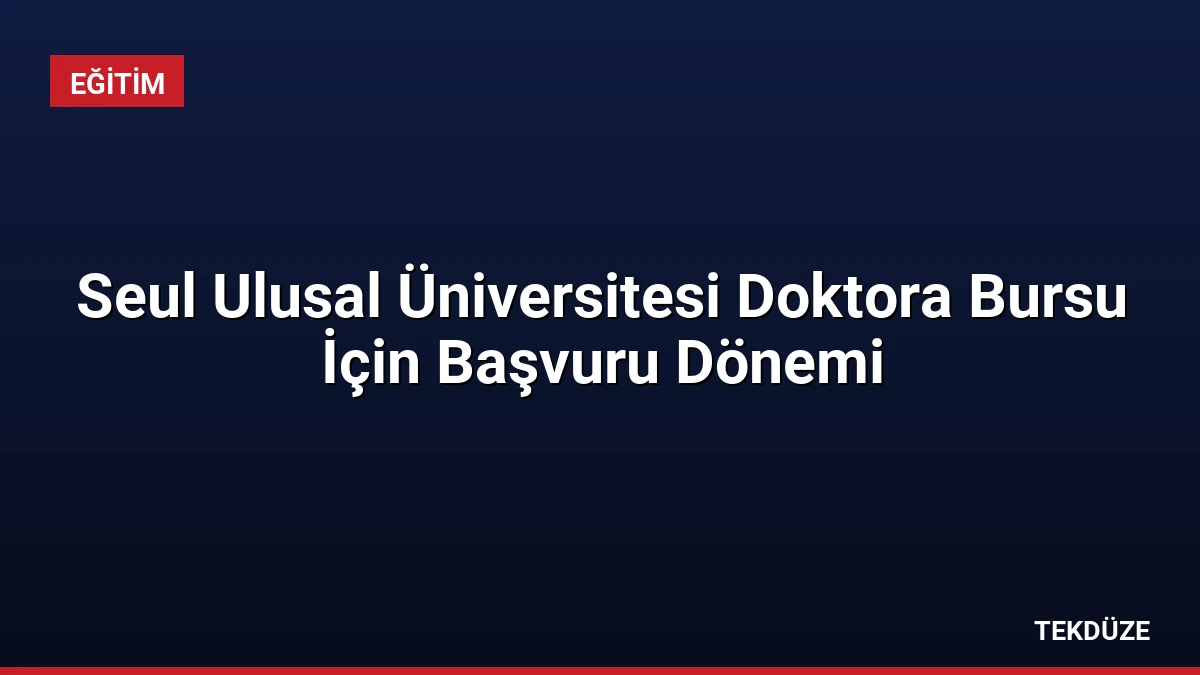 Seul Ulusal Üniversitesi Doktora Bursu İçin Başvuru Dönemi