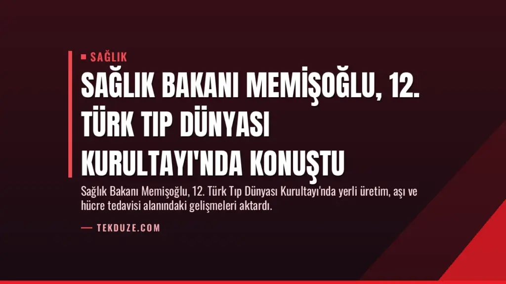 Sağlık Bakanı Memişoğlu, 12. Türk Tıp Dünyası Kurultayı'nda Konuştu