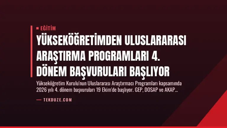 Yükseköğretimden Uluslararası Araştırma Programları 4. Dönem Başvuruları Başlıyor